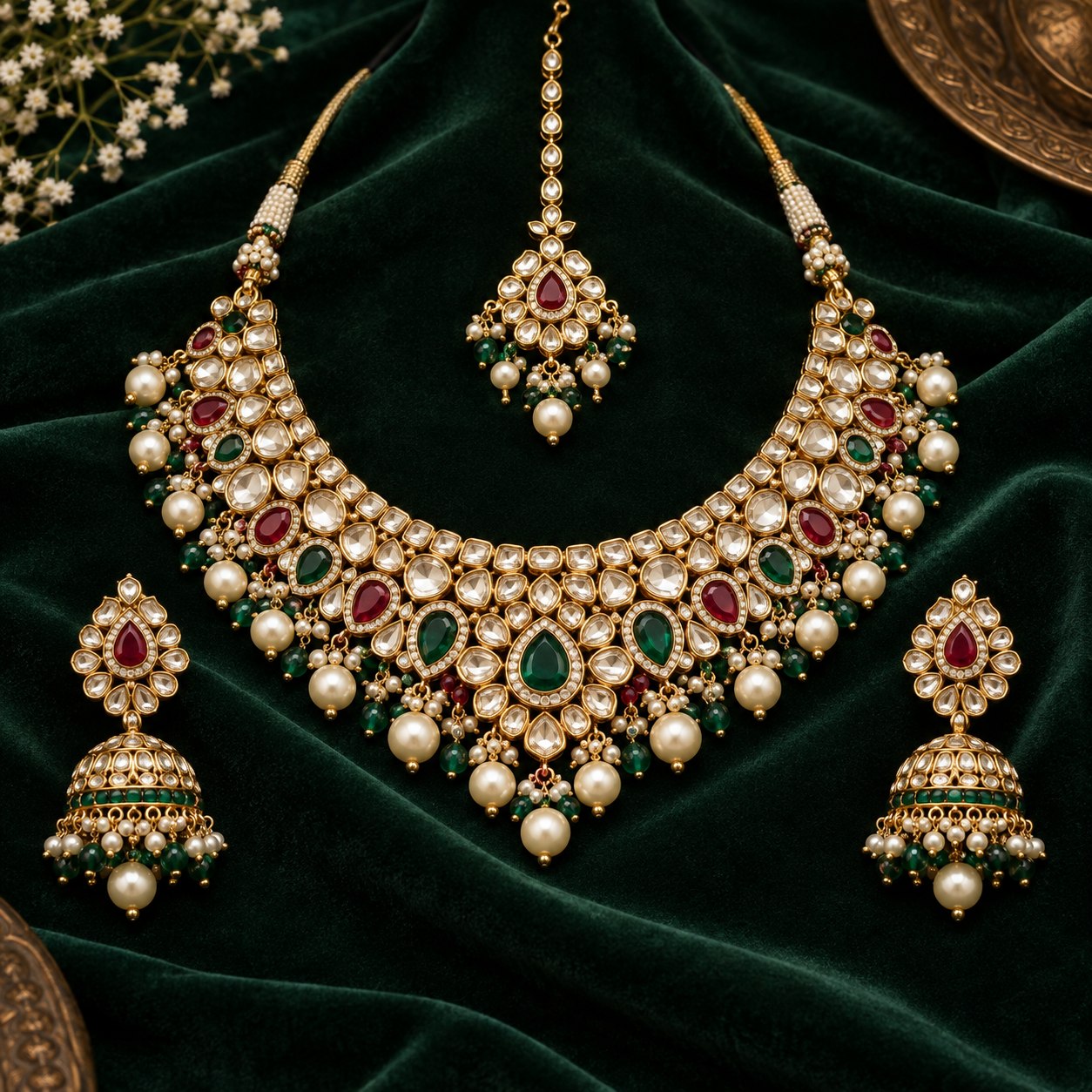 Illustrative kundan bridal necklace and earrings